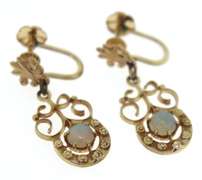 Vintage Opal Dangle Screw Back Earrings