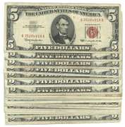 Lot of 25 $5 Red Seal Notes from 1953 & 1963