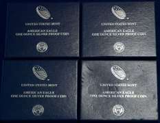 Lot of 4  Proof Silver Eagles 2015,2017,2018-2019 OGP