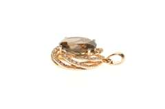 14K Rose Gold 5.70 Ctw Smokey Quartz Swirl Halo Statement Pendant