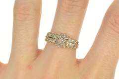 14K Yellow Gold 0.83 Ctw Diamond Round Cluster Engagement Ring