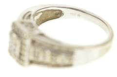 10K White Gold Princess Diamond Halo Cluster Engagement Ring