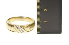10K Yellow Gold Three Stone Men's Diamond Wedding Band Ring