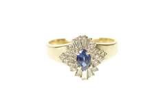 14K Yellow Gold 1.21 Ctw Oval Sapphire Diamond Halo Engagement Ring