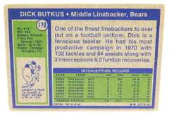 1972 Dick Butkus, Bears Football Card