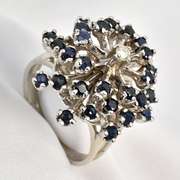 Vintage WG Starburst Sapphire Cluster Ring