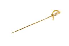 14K Yellow Gold Victorian Seed Pearl Ornate Broadsword Toothpick