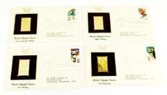 4 Winter Olympics 1st Day Covers & 22KT Gold Stamps