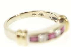 14K White Gold 0.46 Ctw Ruby Diamond Channel Wedding Band Ring