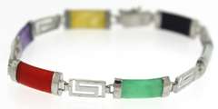 Multi Color Gemstone Sterling Silver Bracelet