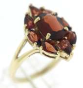 Wonderful Yellow Gold Garnet Cluster Ring