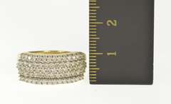 14K Yellow Gold Tiered Diamond Encrusted Pave Statement Band Ring