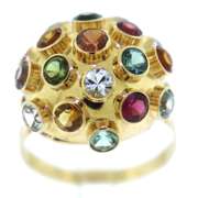 Amazing 18kt Multi Color Gemstone Doame Ring