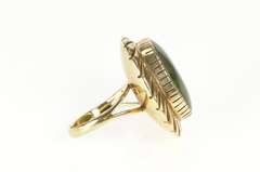 14K Yellow Gold Green Nephrite Jade 1940's Cocktail Statement Ring
