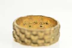 Gold Filled Victorian Basket Weave Patterned Wedding Band Ring