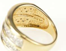 14K Yellow Gold Pave Zig Zag Cubic Zirconia Statement Band Ring