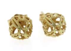 Stunning Yellow Gold Filagree 7.5mm Ball Earrings