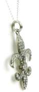 Sterling Pave Diamond Fleur-de-Lis Necklace