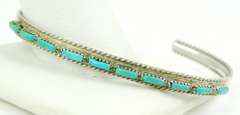 Early Native American Small Sterling Turquoise Cuff