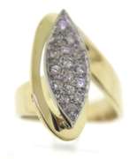 Elegant 14kt YG Pave Diamond Marquise Shape Ring