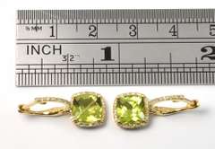 Gorgeous Peridot & Diamond Earrings in 14K YG