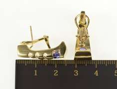 14K Yellow Gold Tanzanite Diamond Triangle French Clip Back Earrings