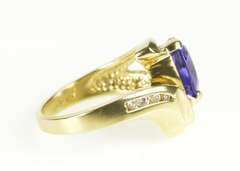 14K Yellow Gold Trillion Iolite Diamond Bypass Statement Ring