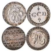Lot (4) 1875-1888 Seated Liberty Dime - Love Tokens