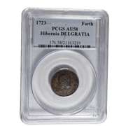 1723 Hibernia DELGRATIA Farthing AU 58 US Colonial