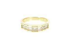 14K Yellow Gold 0.85 Ctw Princess Diamond Wedding Band Ring