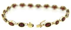 Pretty Yellow Gold Garnet Bezel Set Bracelet