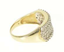 14K Yellow Gold Tiered Diamond Encrusted Pave Statement Band Ring