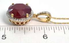 14K Yellow Gold Ruby & Diamond Necklace