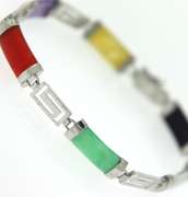 Multi Color Gemstone Sterling Silver Bracelet
