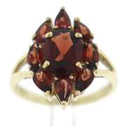 Wonderful Yellow Gold Garnet Cluster Ring