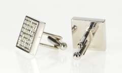 Sterling Silver Ermenegildo Zegna Square Cubic Zirconia Cuff Links