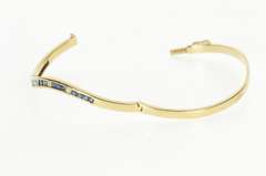14K Yellow Gold 1.35 Ctw Channel Sapphire Diamond Bangle Bracelet