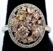14K White Gold & Multi Color Diamond Ring