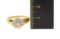 10K Yellow Gold 0.37 Ctw Round Diamond Cluster Statement Ring