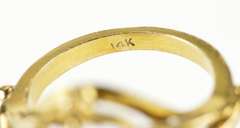 14K Yellow Gold 1960's Retro Ruby Flower Bouquet Cocktail Ring