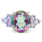 Mystic Gemstone and Tanzanite Ring