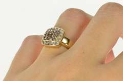 14K Yellow Gold Square Diamond Cluster Halo Engagement Ring
