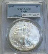 2009 Unc Silver Eagle PCGS MS-70