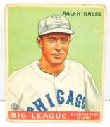 1933 Ralph Kress, White Sox Goudey Gum Baseball Card