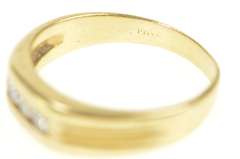 14K Yellow Gold Classic Men's Diamond Grooved Wedding Band Ring