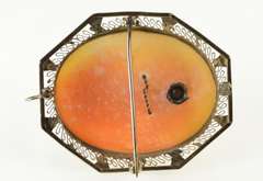 14K White Gold Filigree Diamond Necklace Victorian Cameo Pendant/Pin