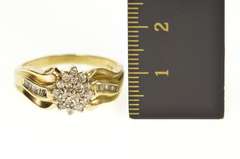 10K Yellow Gold Diamond Cluster Baguette Accent Bypass Ring