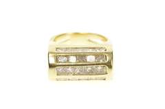 14K Yellow Gold 2.00 Ctw Five Row Princess Diamond Statement Ring