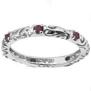 Genuine Ruby 925 Sterling Silver Eternity RingSilver Ring