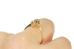 14K Yellow Gold Oval Citrine Diamond Halo Engagement Ring